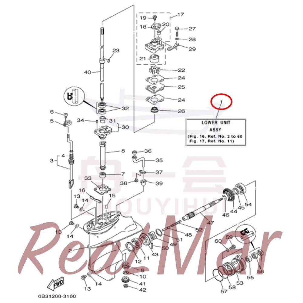 FIG.   16   LOWER CASING & DRIVE 1 爆炸图